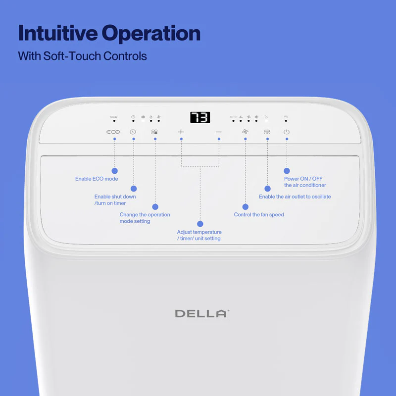 DELLA 14,000 BTU Inverter Ultra Quiet Portable AC for Rooms Up to 450 Sq. Ft. - Image 4