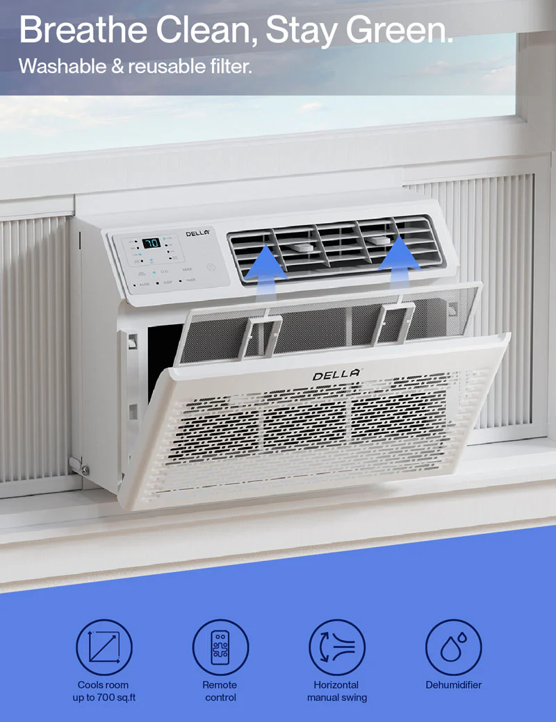 DELLA Fenestra Series 14000 BTU Smart Window AC with Remote/App Control Cools Up To 700 Sq Ft - Image 4