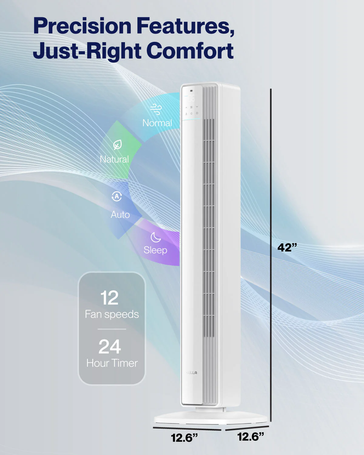 DELLA 42" Ultra Quiet Smart Tower Fan with Voice/APP/Remote Control - Image 15