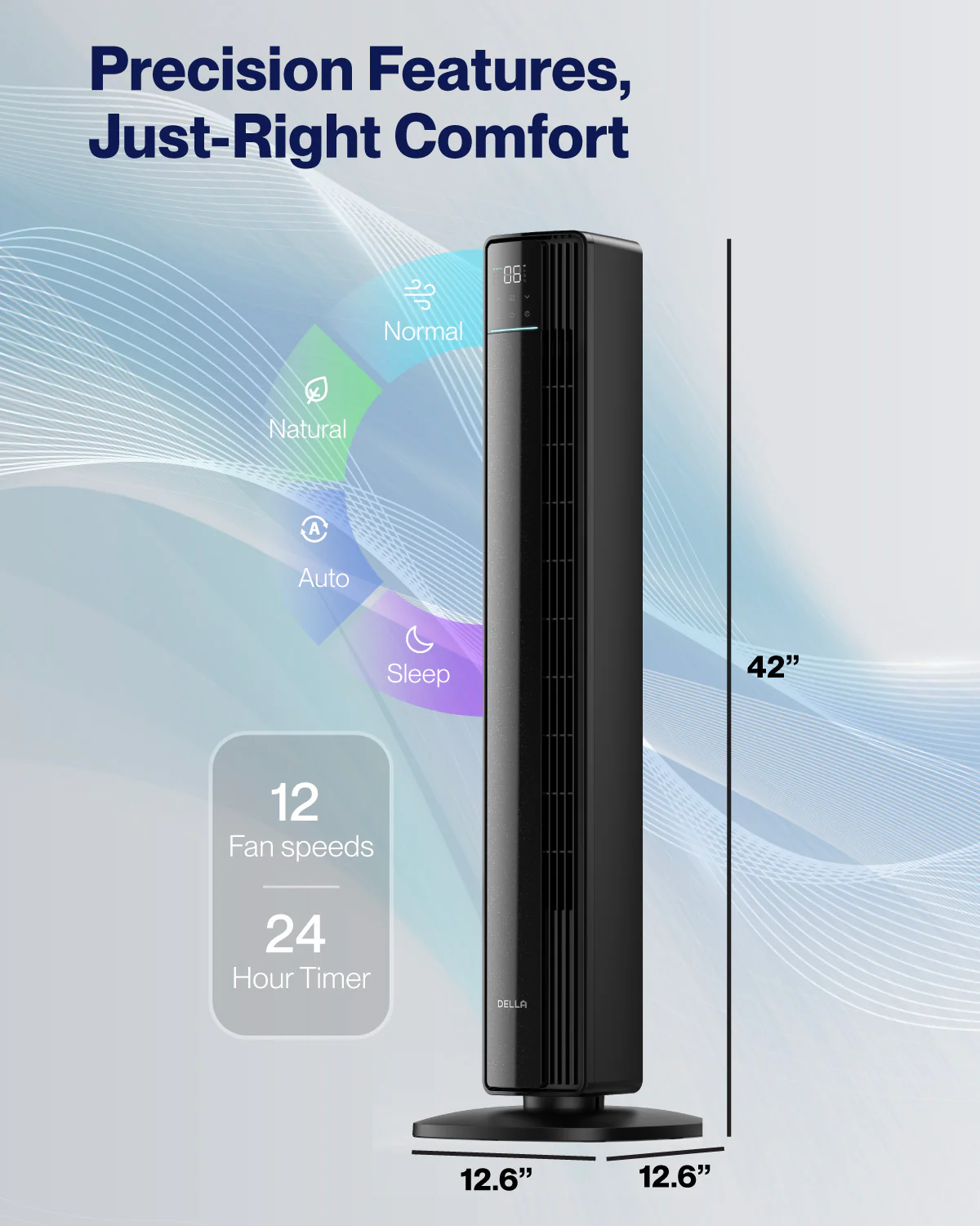 DELLA 42" Ultra Quiet Smart Tower Fan with Voice/APP/Remote Control - Image 6