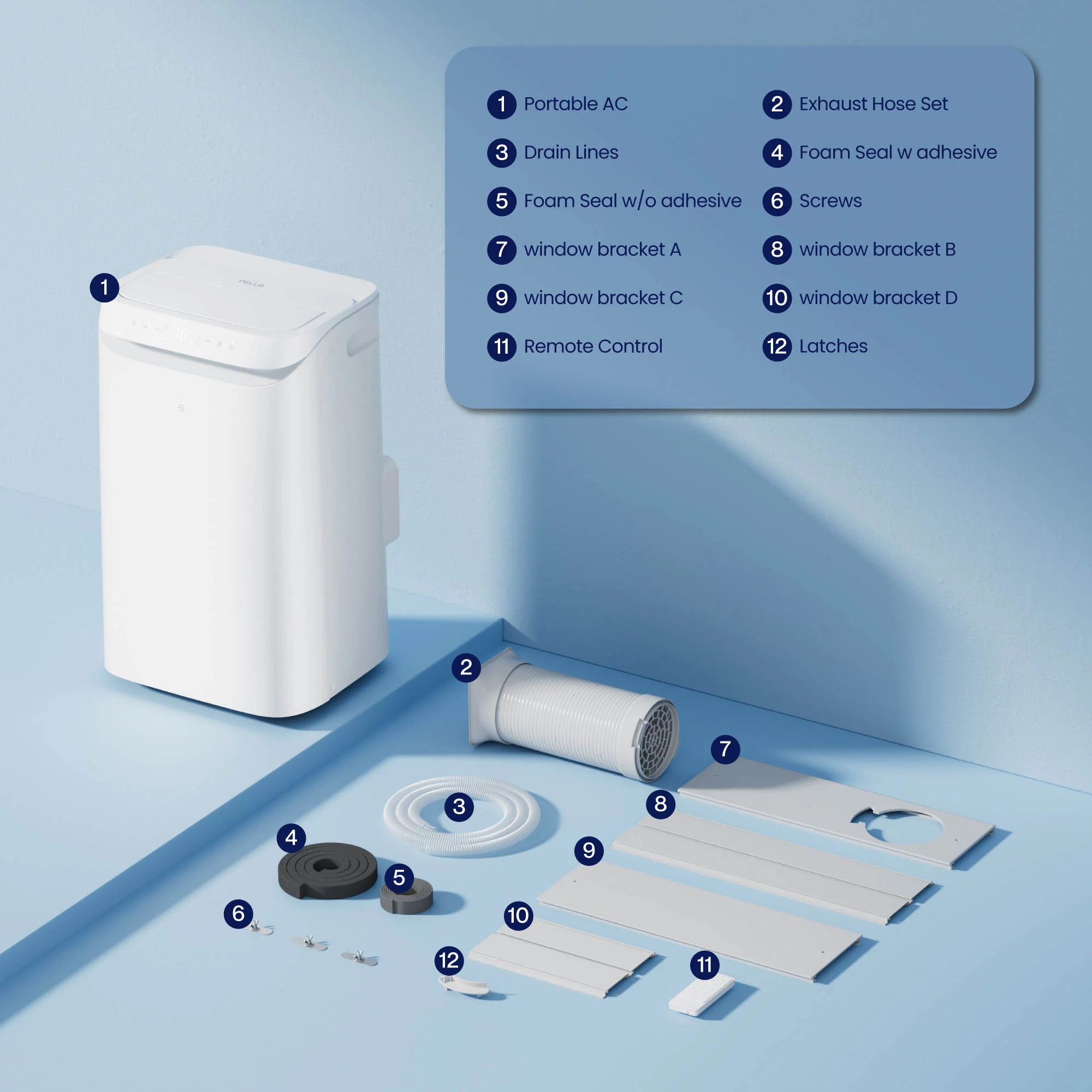 DELLA 12,000 BTU Smart Portable Air Conditioner for Rooms Up to 350 Sq. Ft. - Image 9