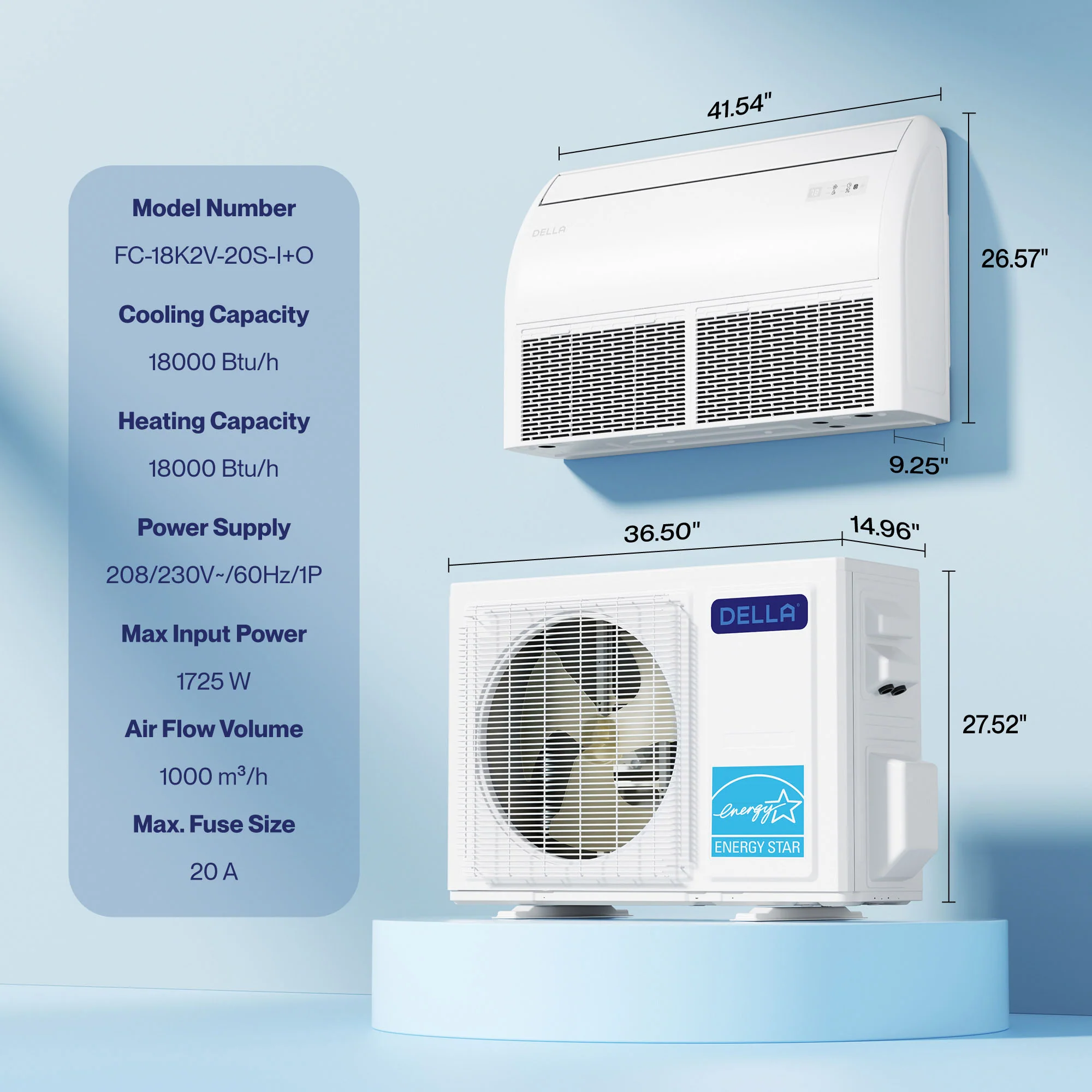 DELLA 18000 BTU 20.5 SEER2 Floor Mounted Mini Split AC - Up to 1000 Sq. Ft. - Image 19
