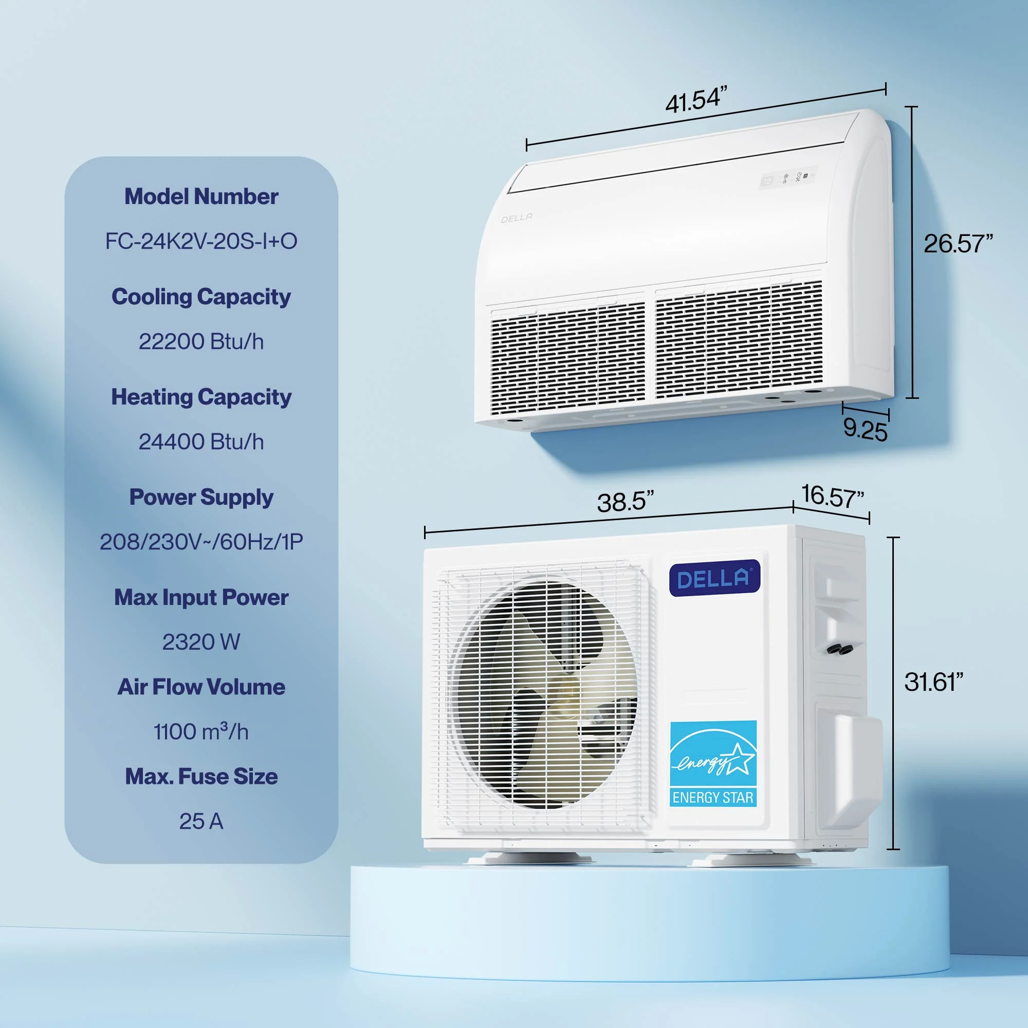 DELLA 22200 BTU 20 SEER2 Floor Mounted Mini Split AC - Up to 1500 Sq. Ft. - Image 18