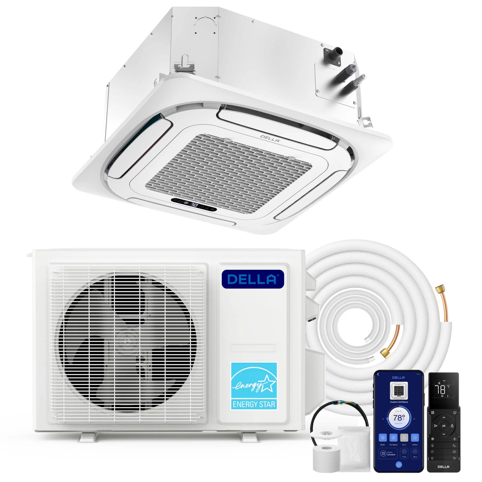DELLA 12,000 BTU 22 SEER2 Ceiling Cassette Ductless Mini Split AC - Up to 550 Sq.Ft. - Image 10