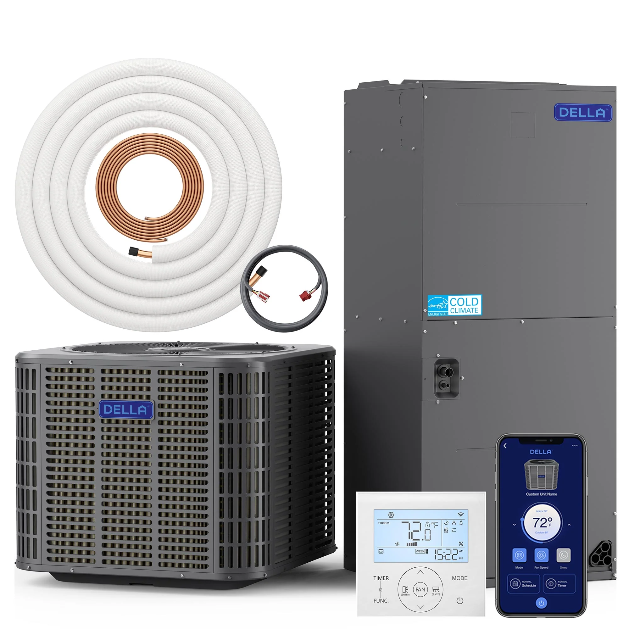 DELLA 24,000 BTU 18 SEER2 Ducted Central Air Conditioner with Air Handler - Image 73