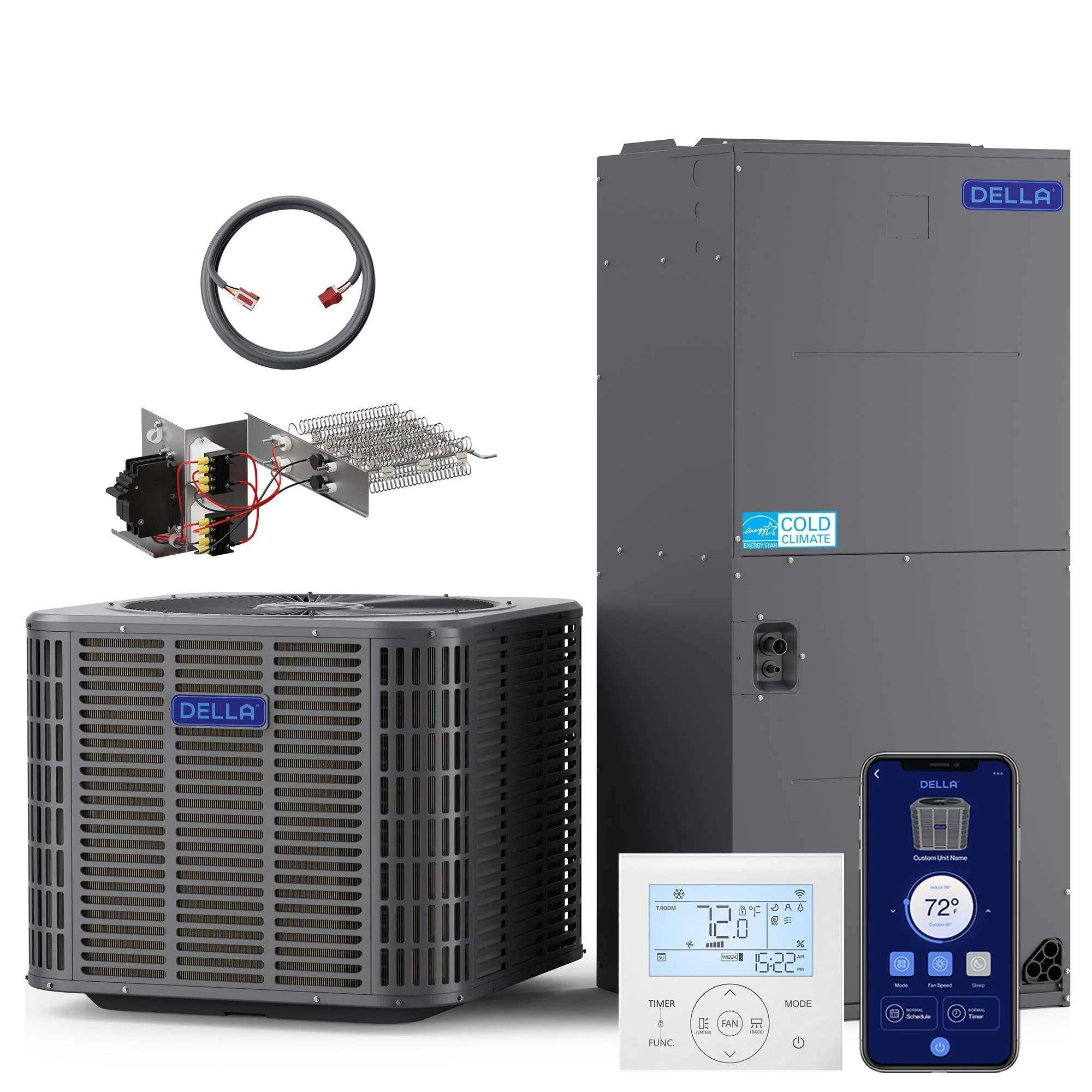 DELLA 34,000 BTU 19 SEER2 Ducted Central Air Conditioner with Air Handler - Image 151