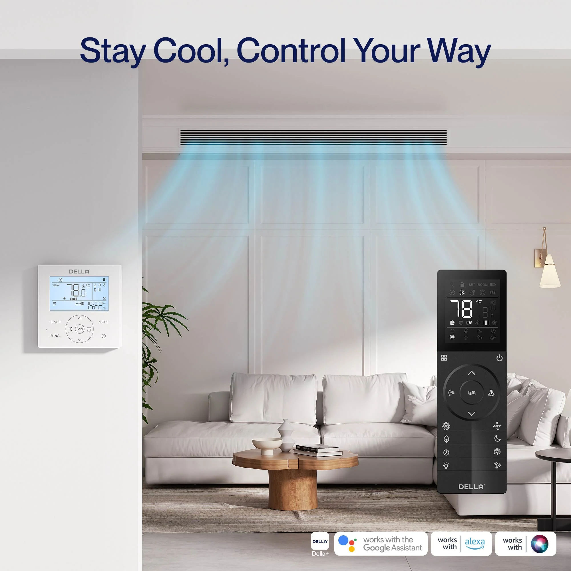 DELLA 34000 BTU Dual Zone Concealed Ducted Mini Split Heat Pump AC (11K + 22K) - Image 6