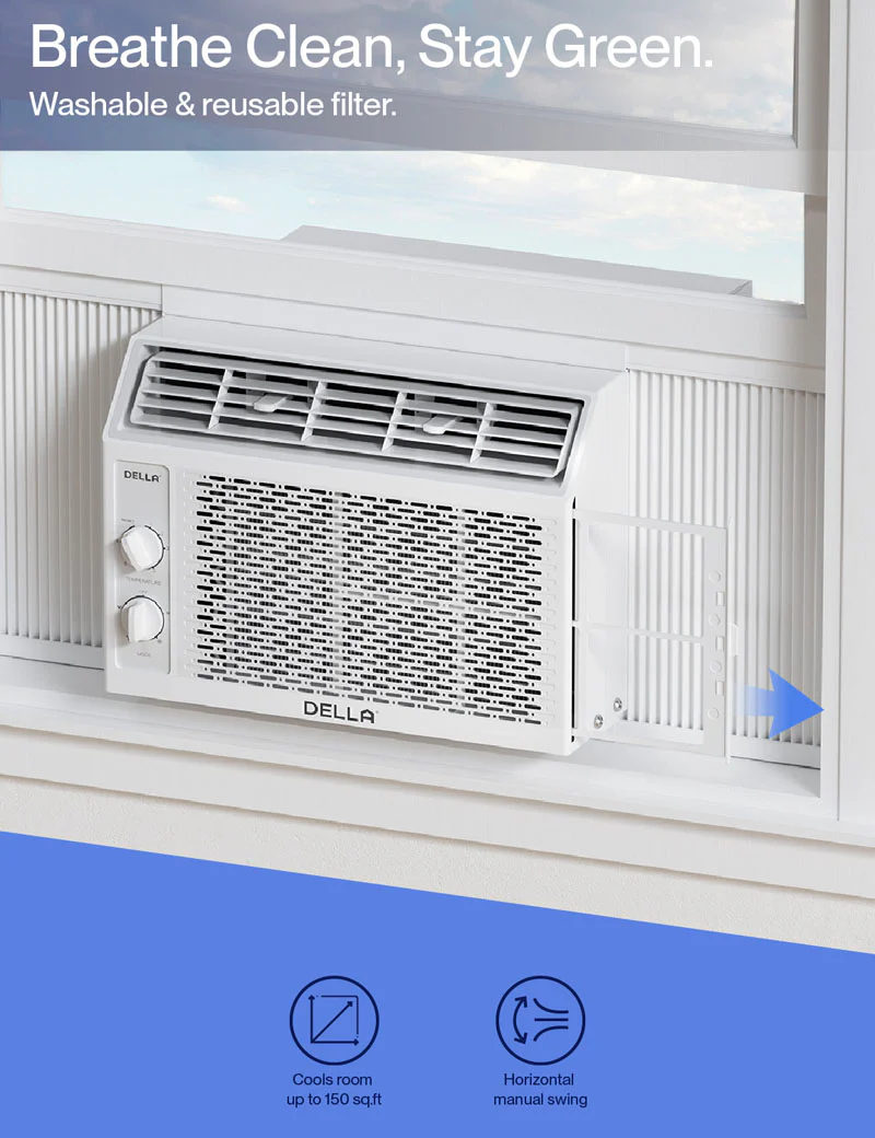 DELLA Fenestra Series 5000 BTU Window Air Conditioner, Cools Up to 150 Sq. Ft. - Image 4