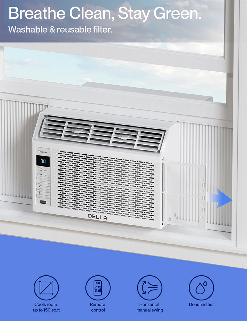 DELLA 5000 BTU Window Air Conditioner with GEO Location, WIFI & Remote Controls, Cools Up to 150 Sq. Ft. - Image 4
