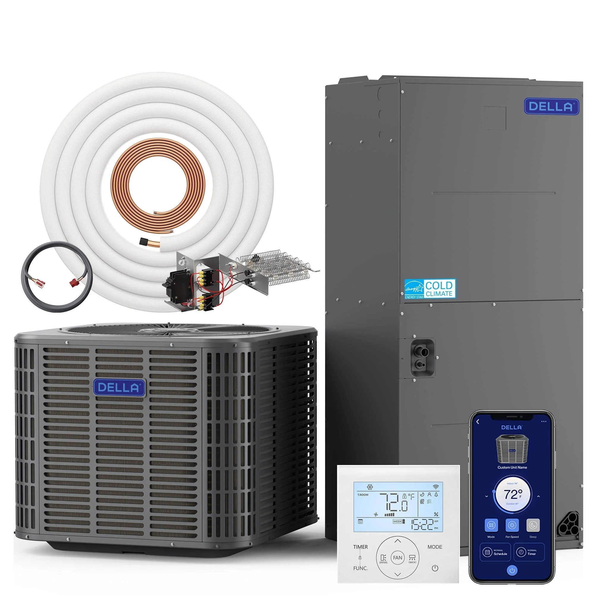 DELLA 53,000 BTU 17 SEER2 Ducted Central Air Conditioner with Air Handler - Image 101