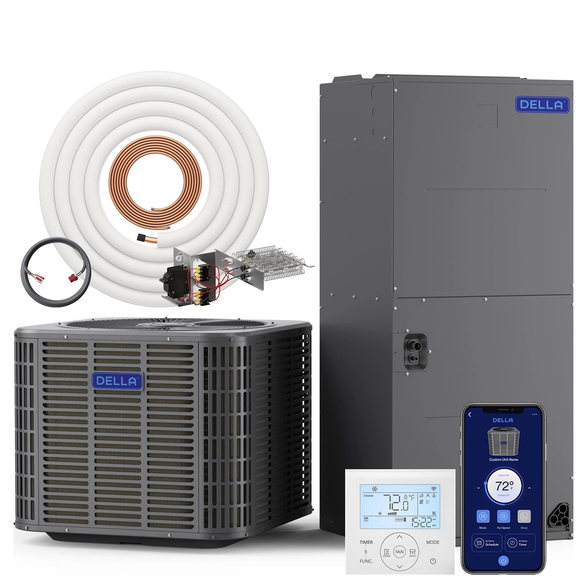 DELLA 53,000 BTU 17 SEER2 Ducted Central Air Conditioner with Air Handler - Image 113
