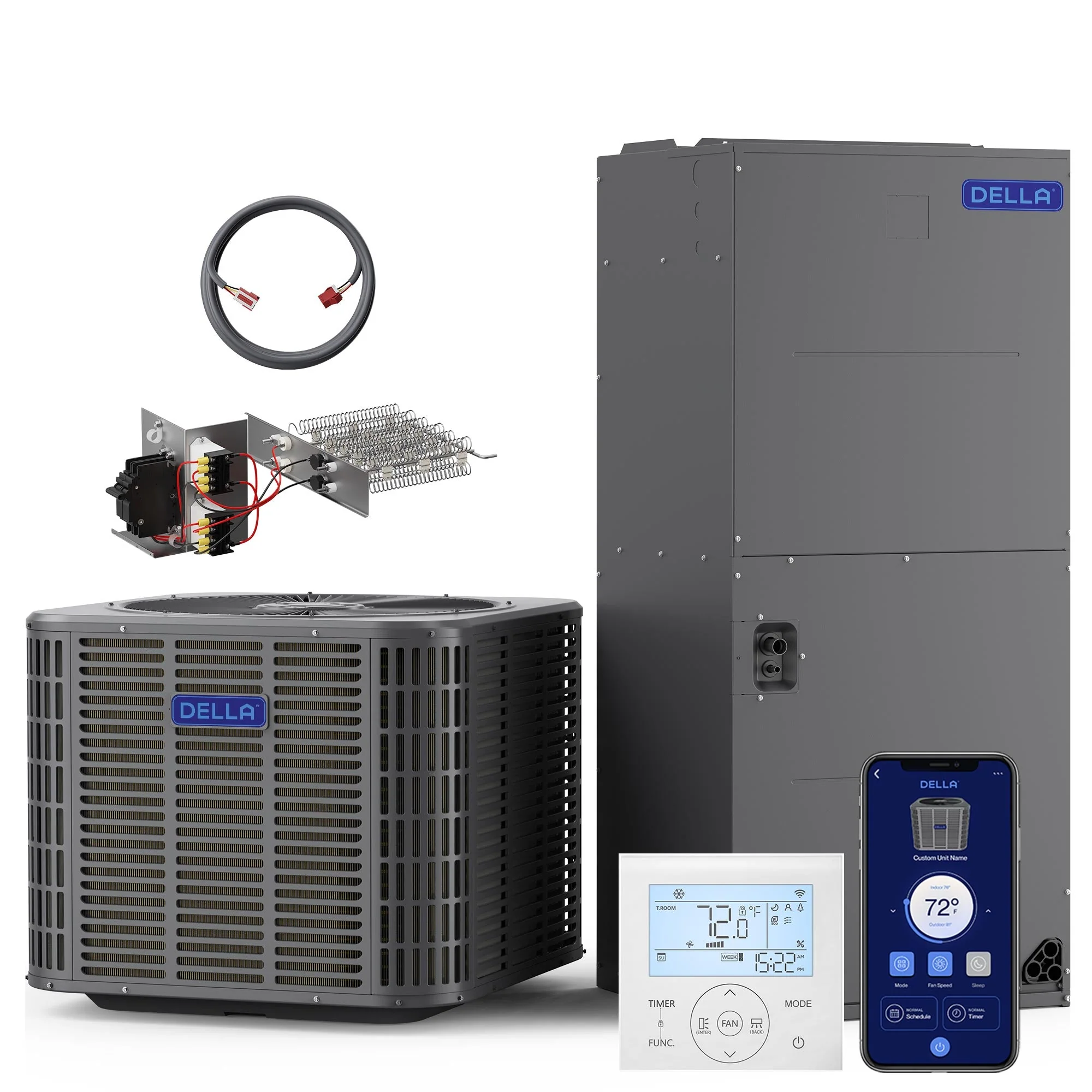 DELLA 53,000 BTU 17 SEER2 Ducted Central Air Conditioner with Air Handler - Image 151