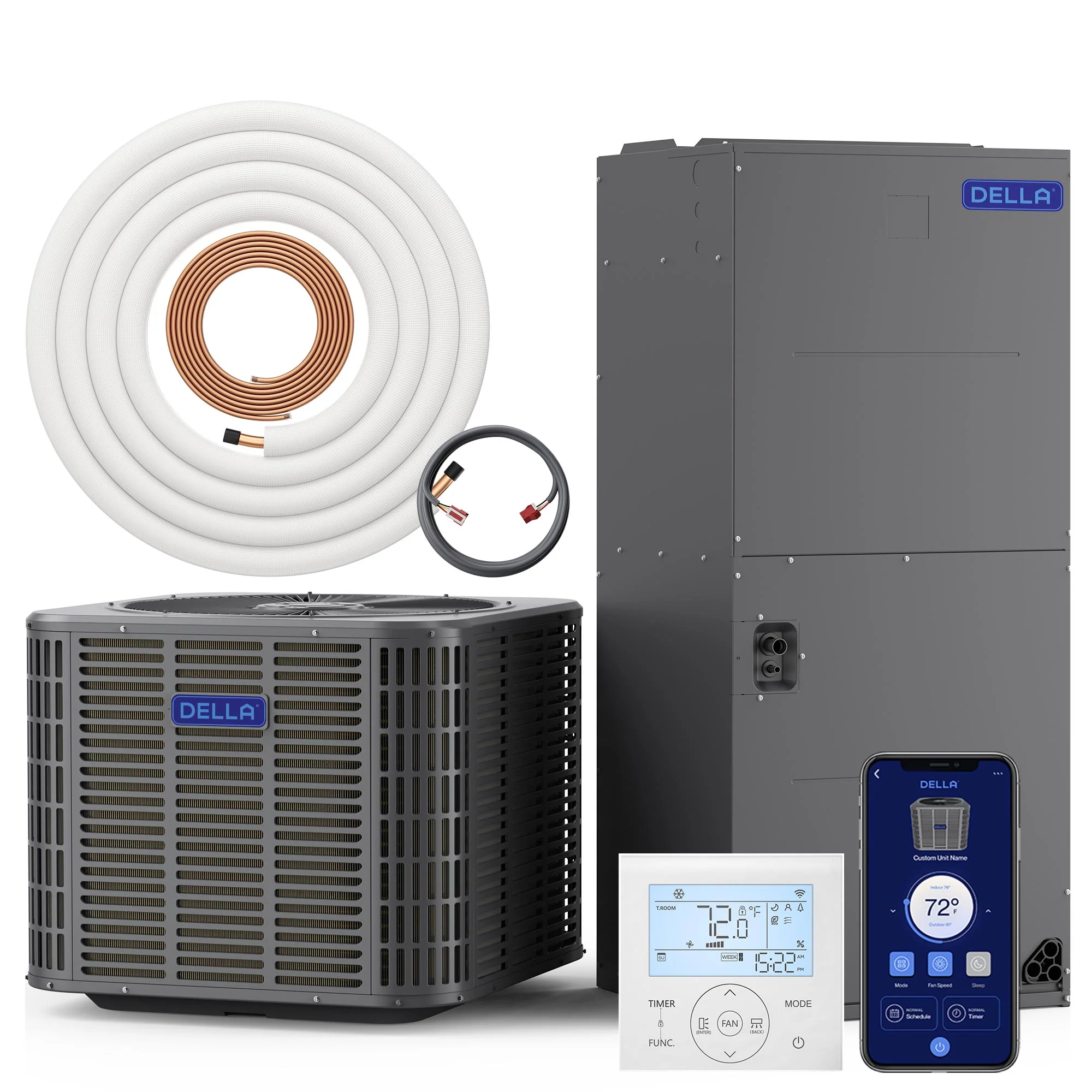 DELLA 53,000 BTU 17 SEER2 Ducted Central Air Conditioner with Air Handler - Image 73