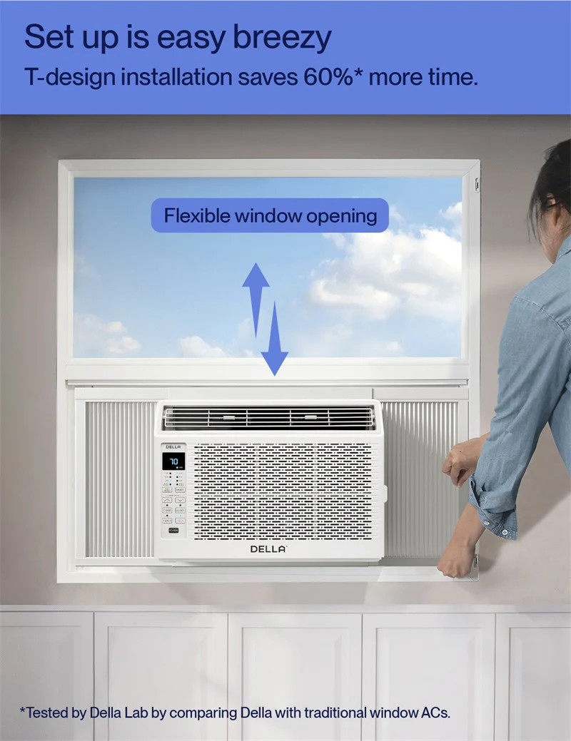 DELLA Fenestra Series 6000 BTU Smart Window AC with Remote/App Control, Cools Up to 250 Sq. Ft - Image 3