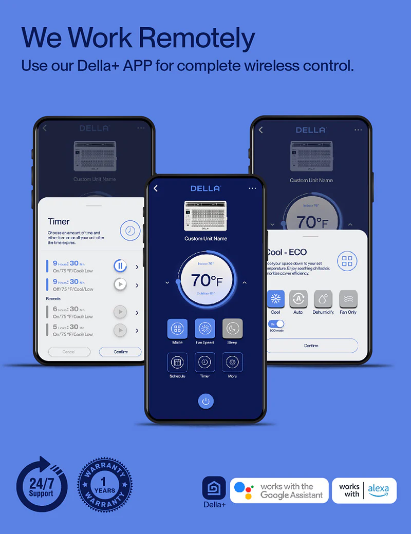 DELLA Fenestra Series 6000 BTU Smart Window AC with Remote/App Control, Cools Up to 250 Sq. Ft - Image 6