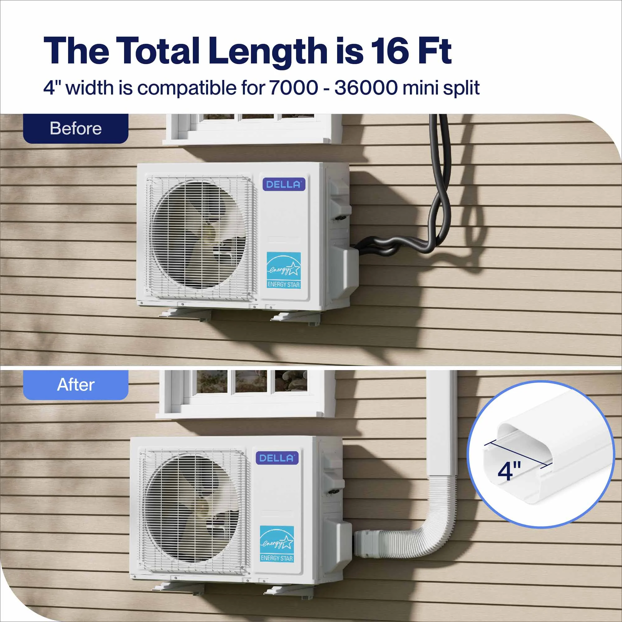 DELLA Mini Split Line Set Cover with Flexible Duct - Image 36