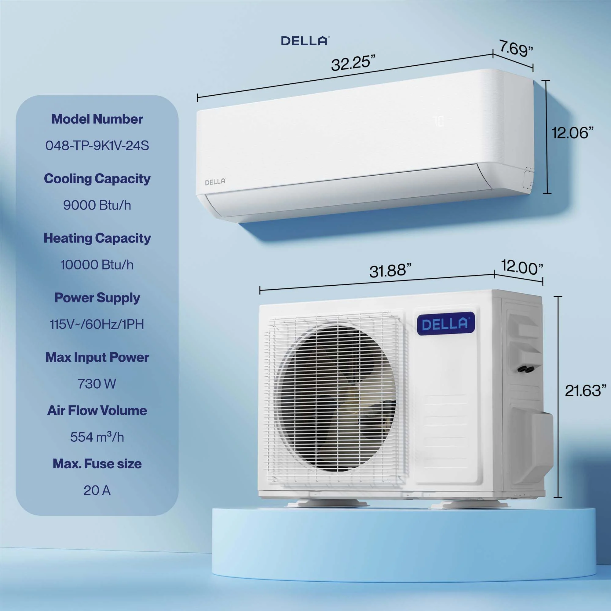 DELLA Optima Series 9000 BTU 24 SEER2 Ultra Heat Mini Split AC - Up to 400 Sq.Ft. - Image 29