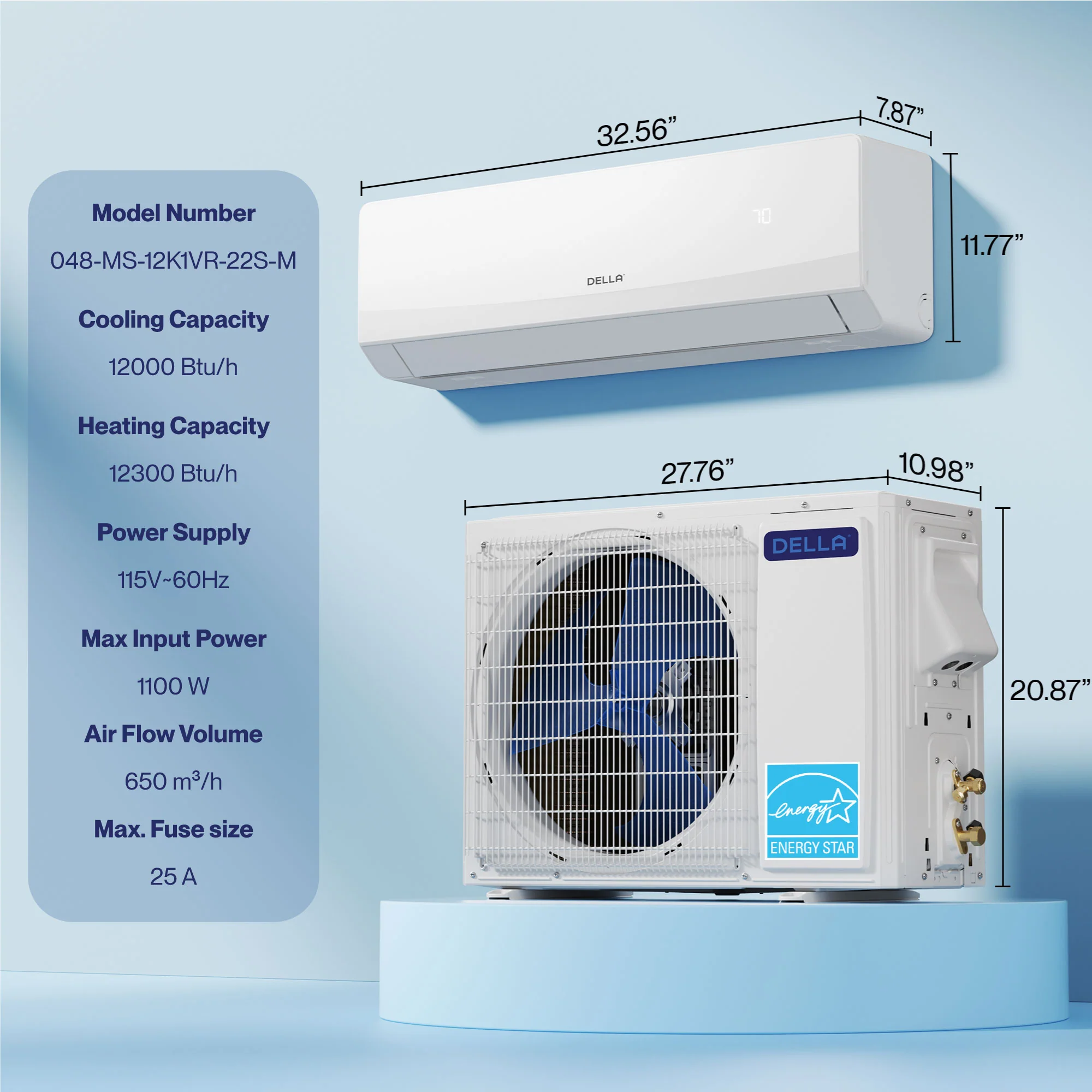DELLA Serena Series 12000 BTU 22 SEER2 Mini-Split Heat Pump AC - Up to 550 Sq.Ft. - Image 9
